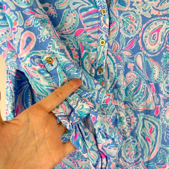 Lilly Pulitzer Blue Paisley Printed Charlee Tunic Mini Dress - Picture 2 of 6